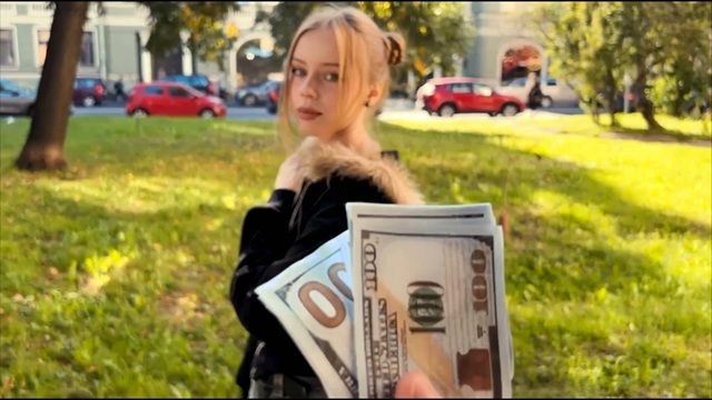 Shy stranger cheated on her boyfriend for money and a big dick