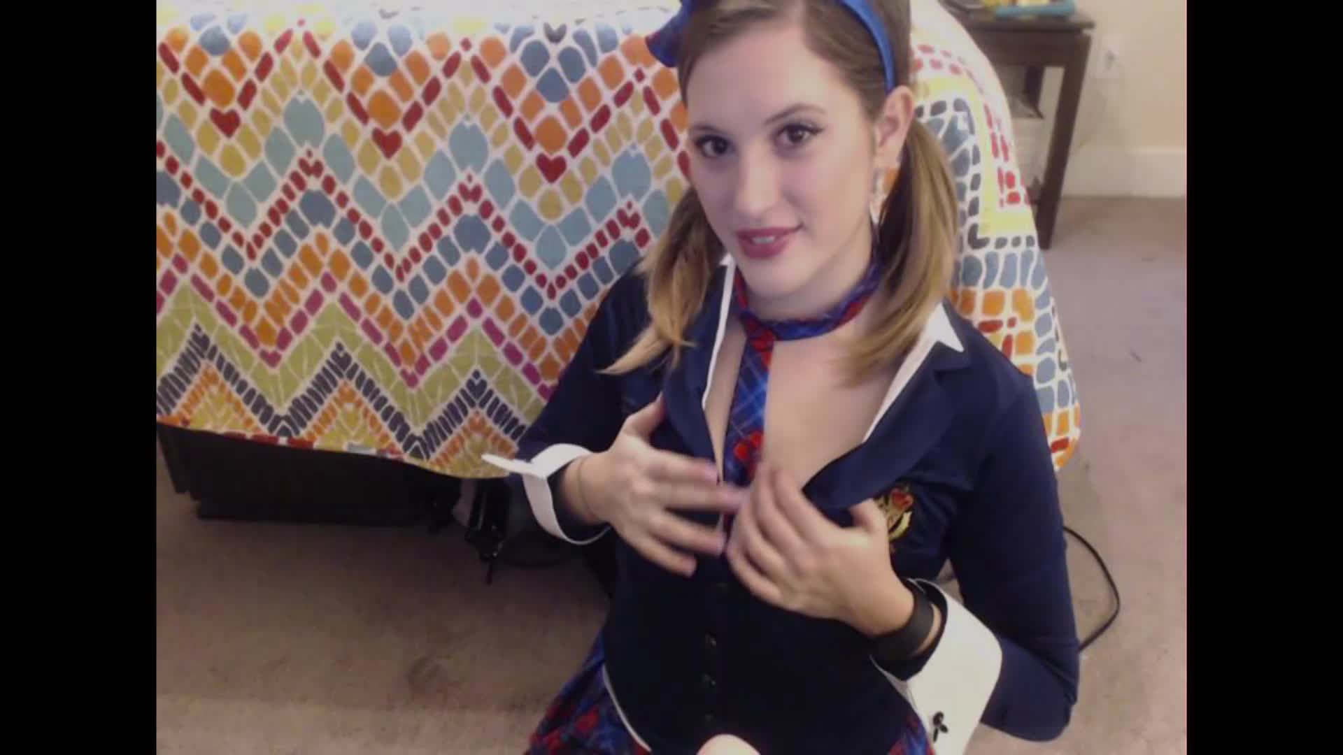 Schoolgirl Spanks Herself and Cums
