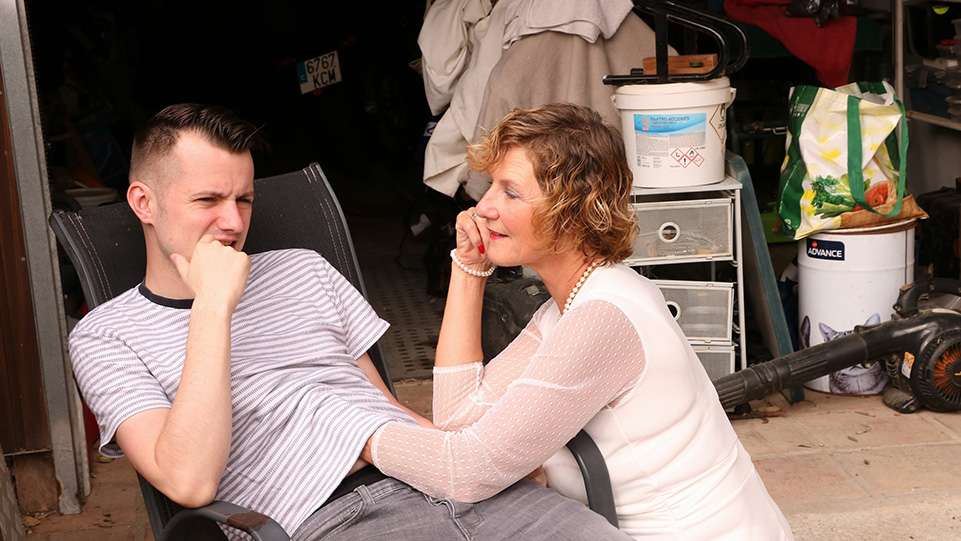 Shy handy guy is stroking breasts and fucking pleasure holes of mature lady