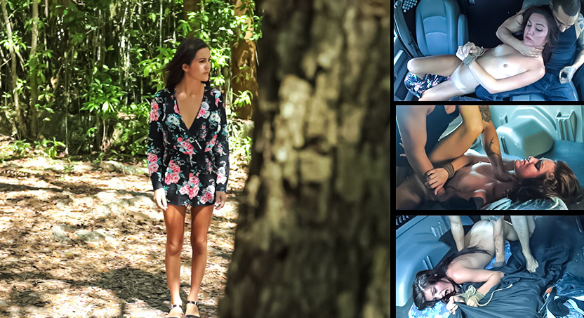 Renee Roulette Gladly Endures Rough Sex & Outdoor Rope Bondage for a Ride Part 1