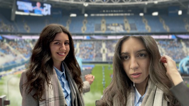 Fucking in the Toilet During a Match and Walking Around with Cum on my Face in the Football Stadium