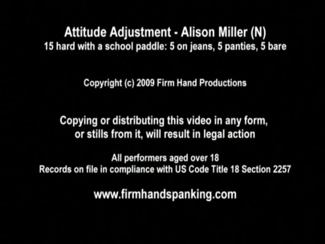15 hard licks with a paddle for Alison: 5 on jeans, 5 panties, 5 bare, holding ankles!