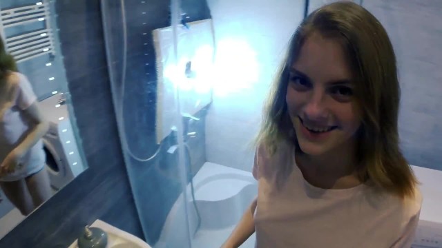 Quick Sex With Step Sister. I Hope Our Parents Won't Hear Us | He came all over my face