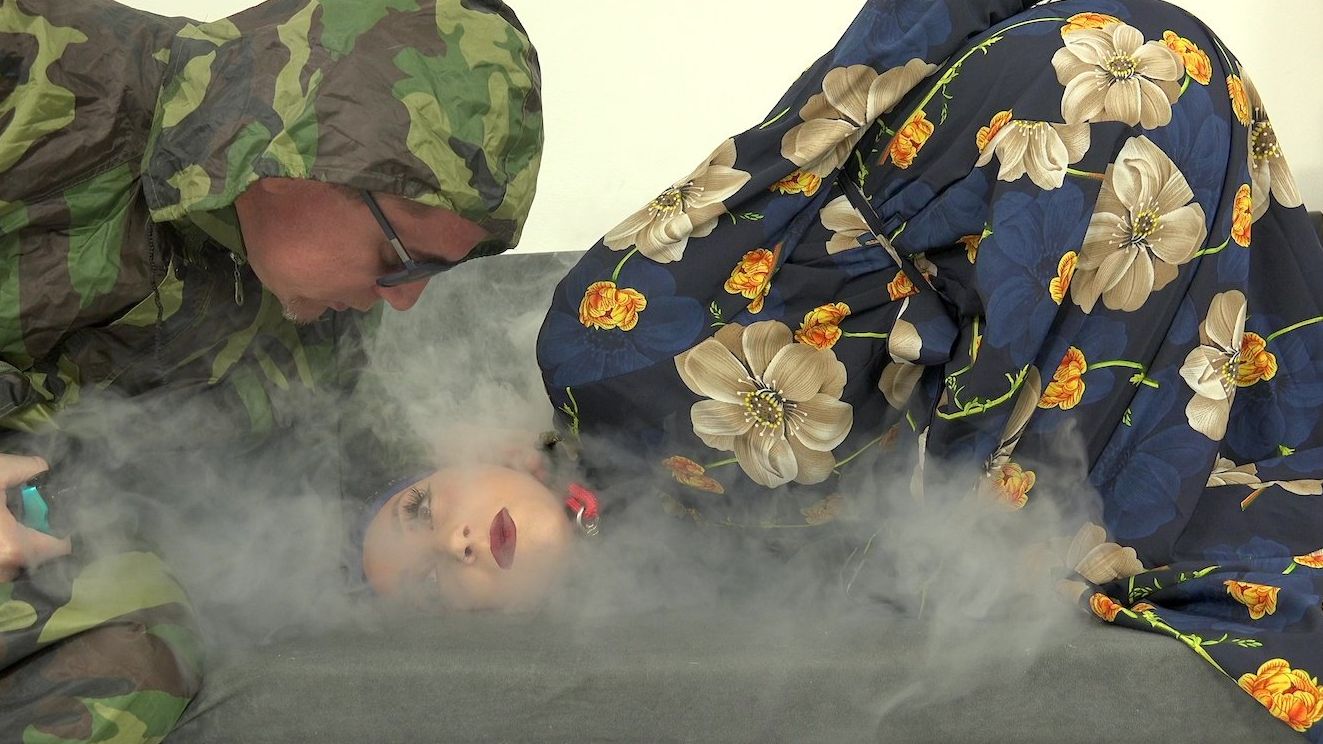 Angry soldier fucks his sexy hijab wife