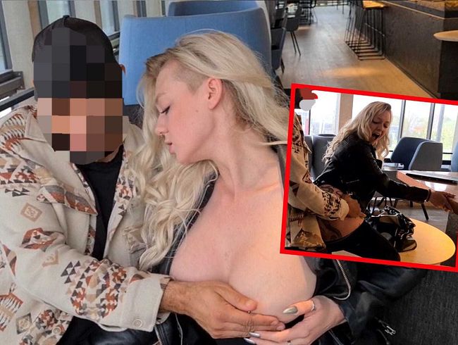 Brazen bitch action - taboo user creampie in the middle of the cafe!