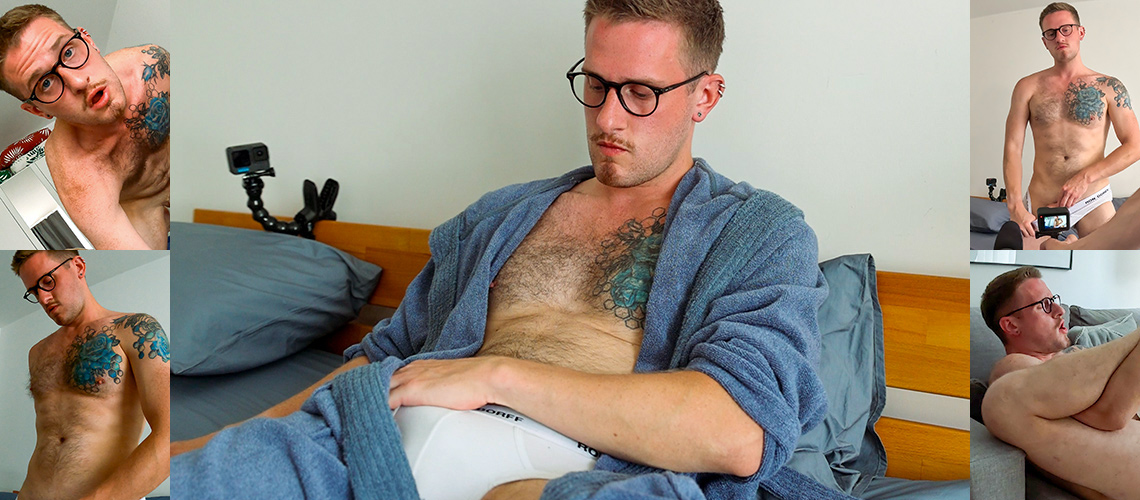Kell Fuller gets sweaty fleshlight fucking and jack off show