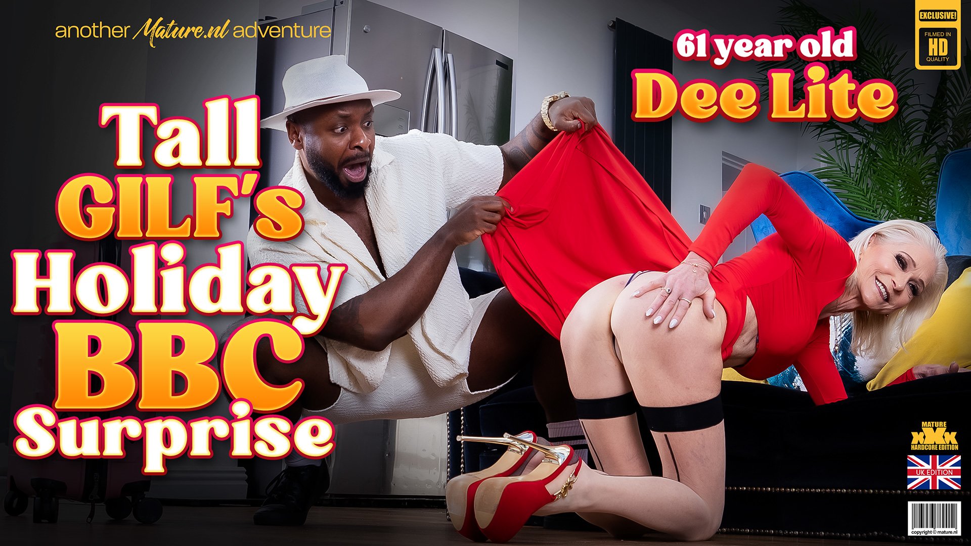 Before going on a holiday, 61 year old GILF Dee Lite is having a big black cock to get in the mood