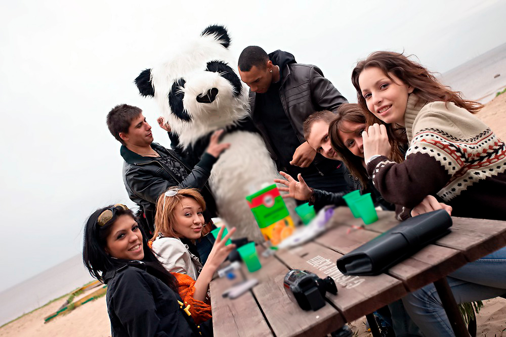 Real college sex party with a Panda-boy