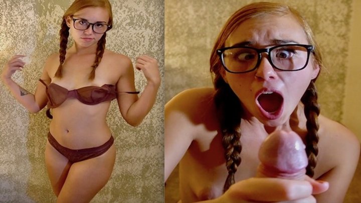 Cock Eyed and Hands Tied Ahegao Blowjob and Handjob Cumshot