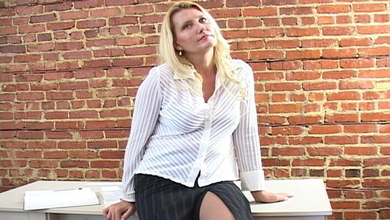 Professor Taft fucking in the desk with her big natural tits
