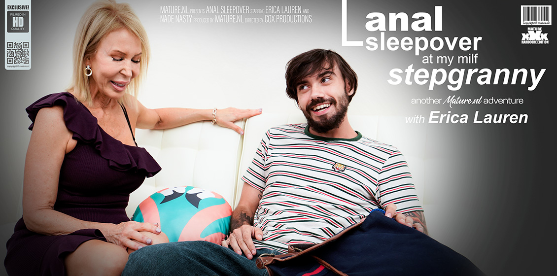 A sleepover at MILF Stepgranny Erica Lauren turns into a hard fuckfest