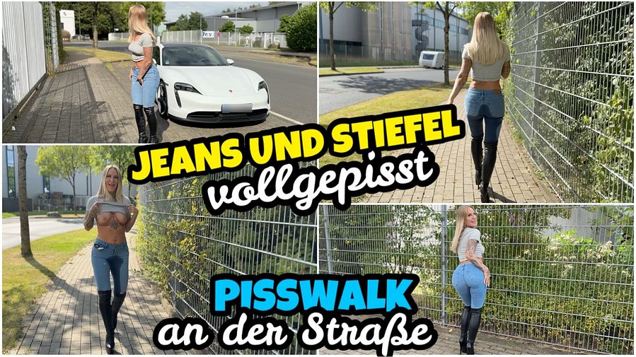 JEANS AND BOOTS pissed on | PISSWALK on the street