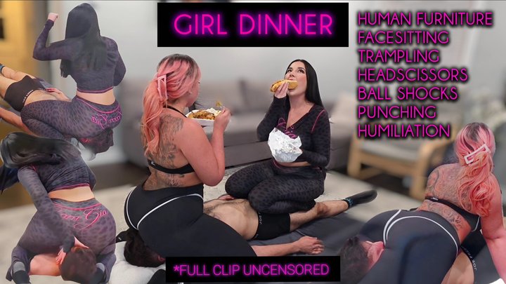 Girl Dinner - Double PAWG Facesitting & Human Furniture Punishment - Featuring Pink Doll