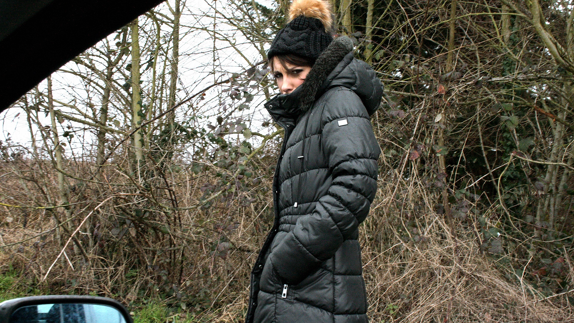 Stranded Frenchie Fucks in the Car