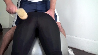 PERSONAL TRAINER SPANKING- Christy Bruised with the Brush