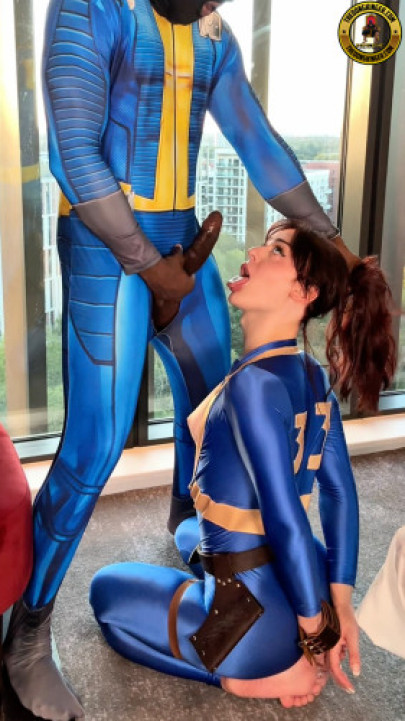Trans Ella Purnell Lookalike in Fallout Suit Bred Raw by BBC
