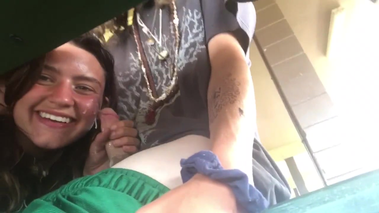 Hot slutty young teen gets facial in public park