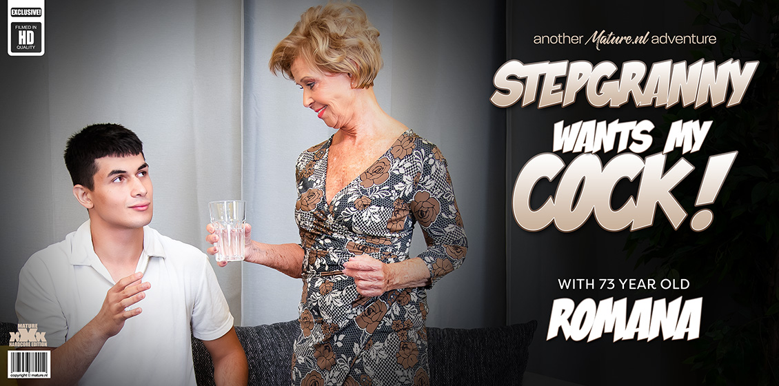 21 year old Toyboy fucking his very willingly stepgrandma, the 73 year old cockhungry Romana