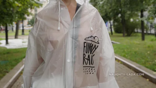 Transparent raincoat test video