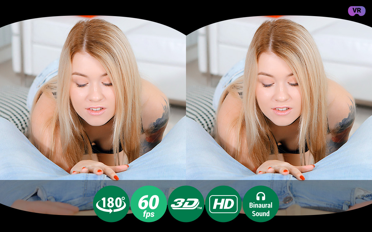 Naughty Blondie Blew and Fucked a Nerd in VR