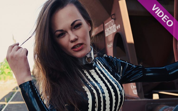 #279 Black & white latex dress