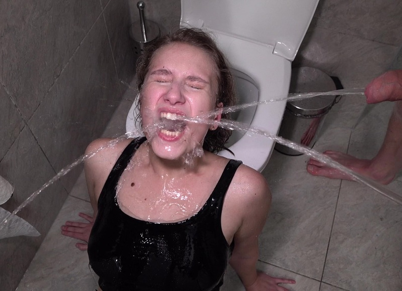 DAP - PISS - DRINKING - WASH - Anastasia Mistress VS 3 Big Pissing Cock (wet)