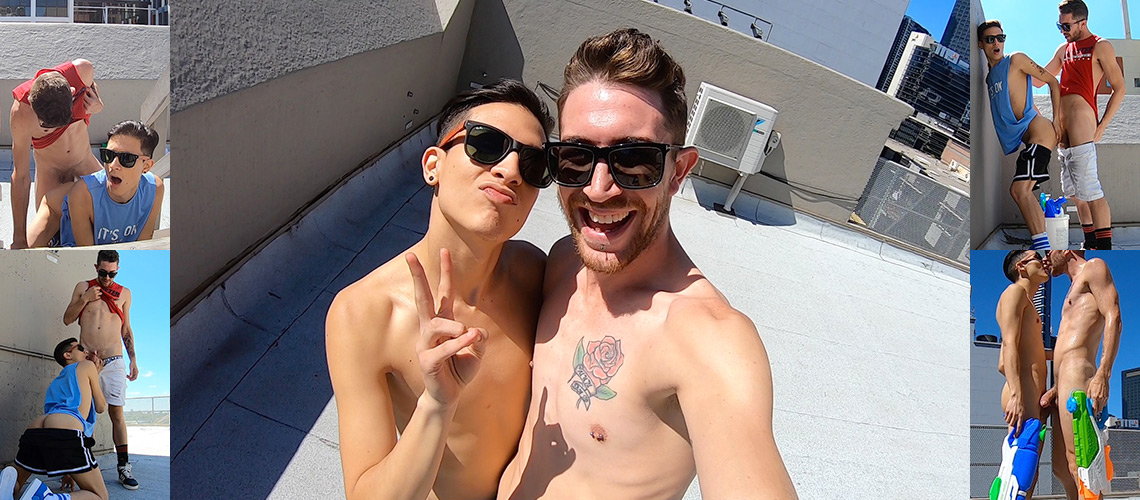 Behind the scenes at this horny rooftop shoot with Andy and Damien