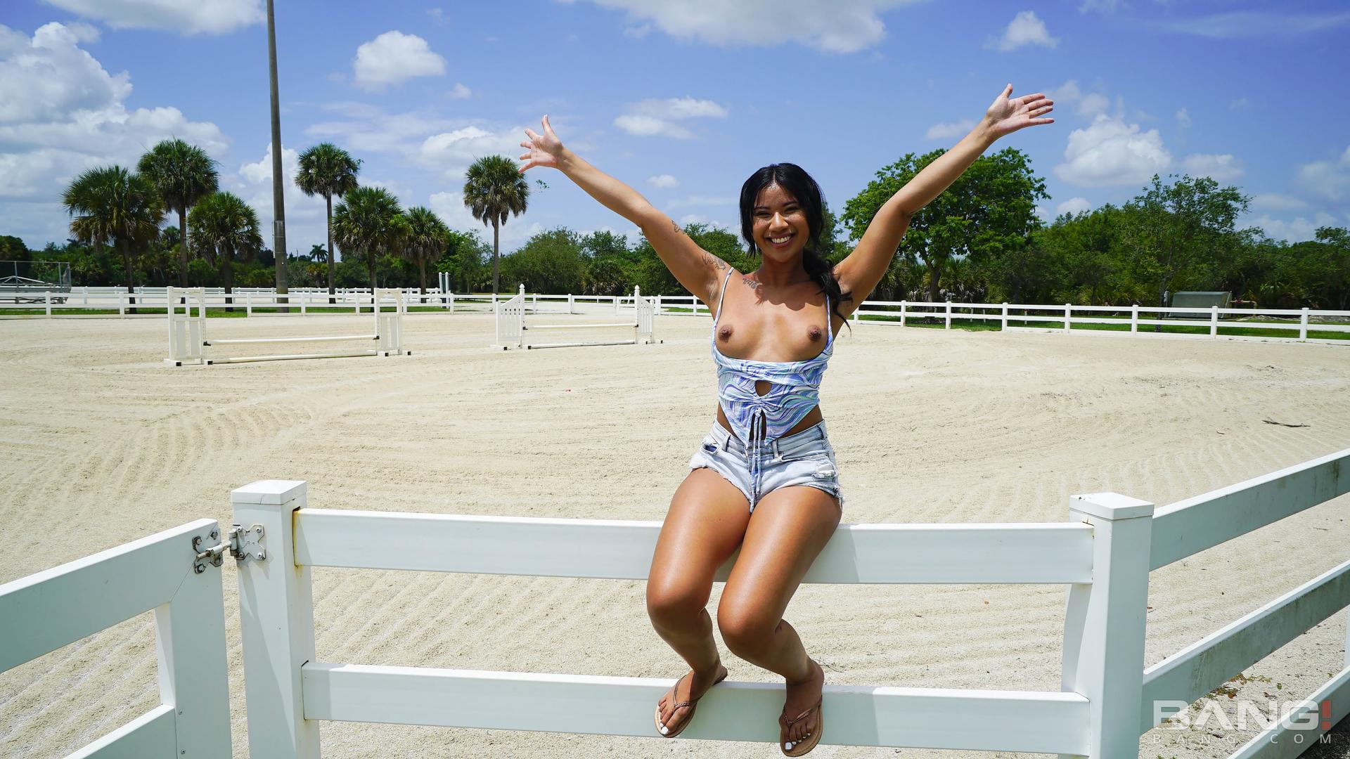 Ameena Green Gives A Public Blowjob And Oils Up For Fucking