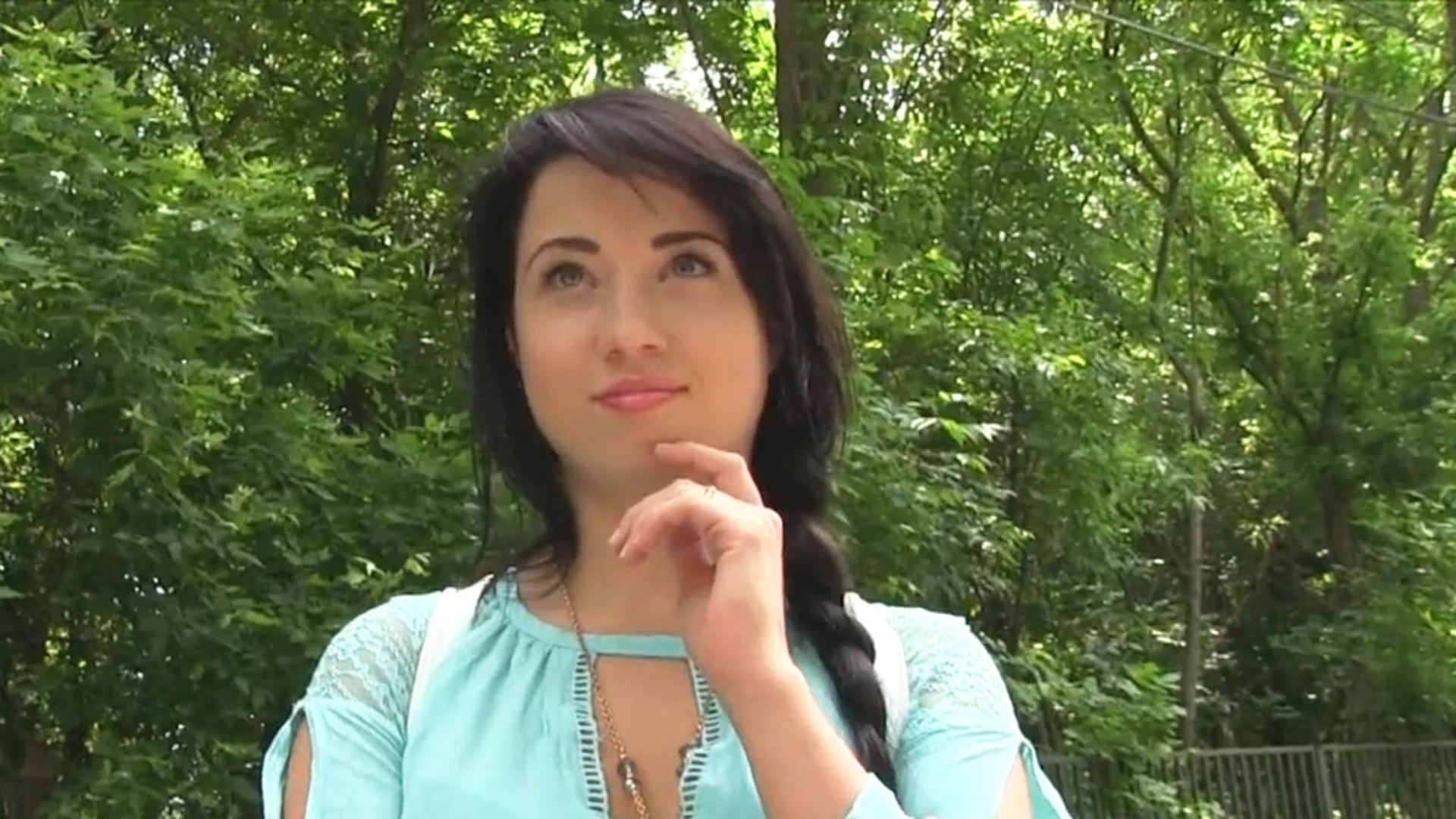 Sexy black haired russian fucked in the woods