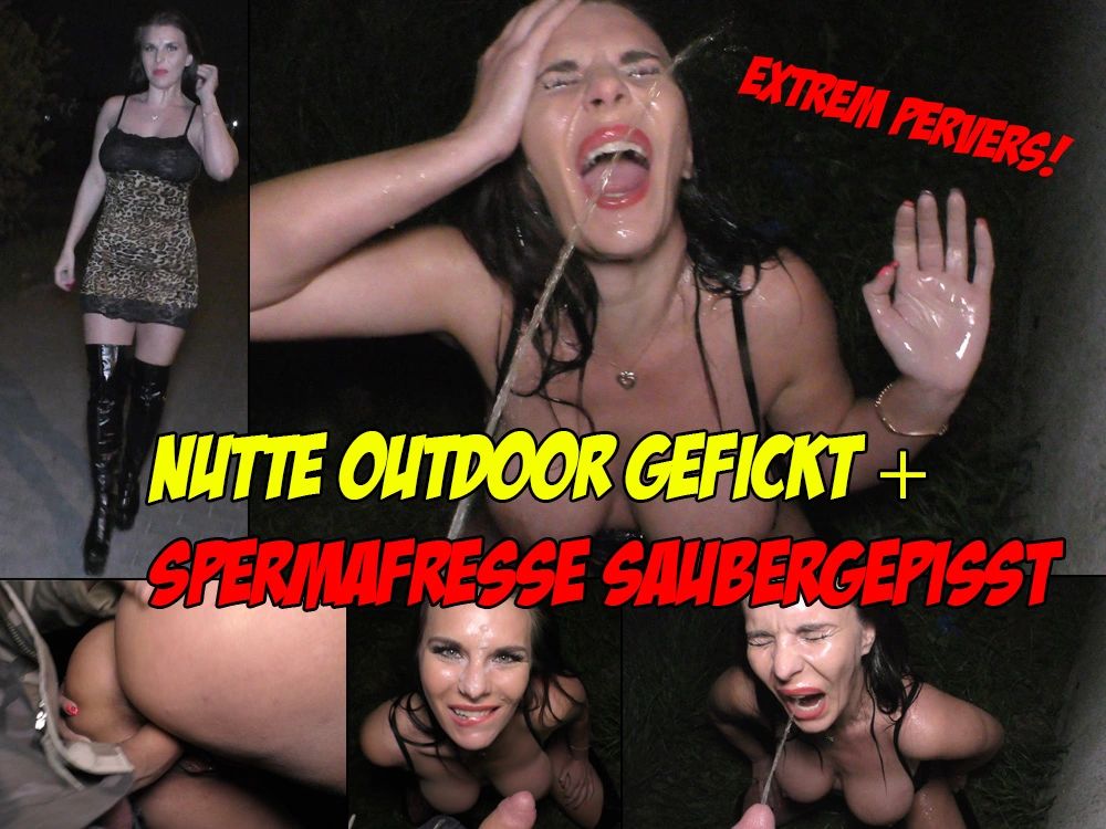 Kinky! Hooker outdoor fucked & cum face pissed clean