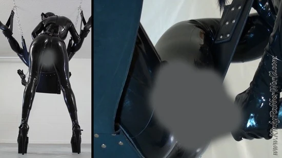 Fucked By Latex Lara in Black Latex on the Swing