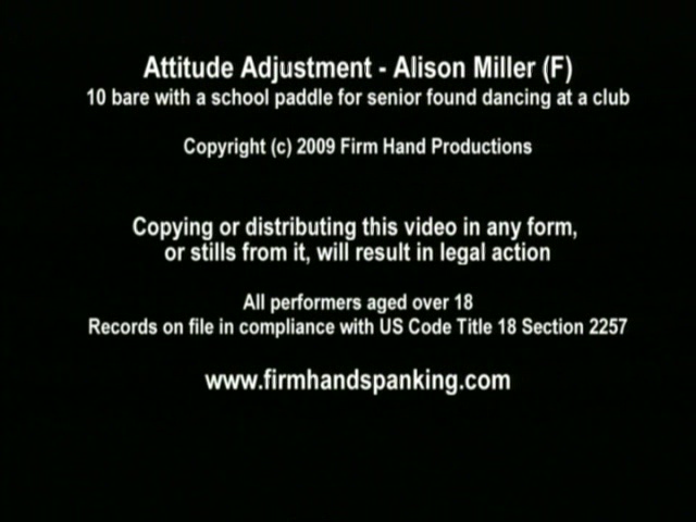 Alison Miller's first-ever paddling! 10 swats, bottom bare, for dirty dancing