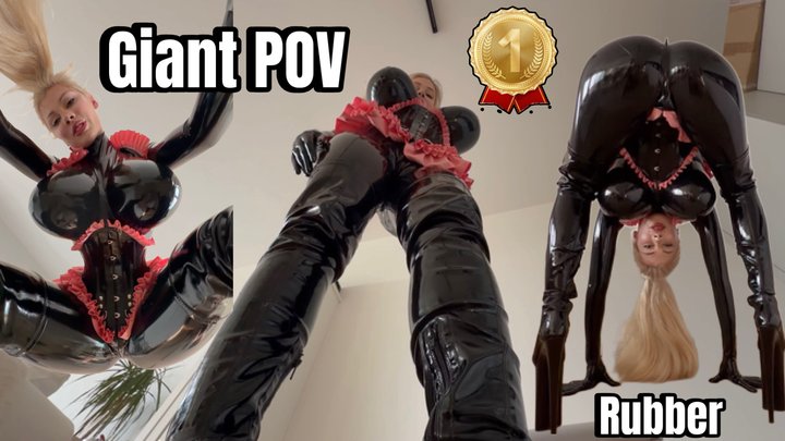 GIANT RUBBER Dom Facesitting & licking & spitting play POV - Slavena