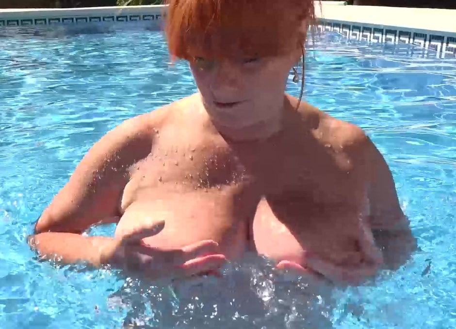 Melanie Strips & Masturbates In and Around the Pool