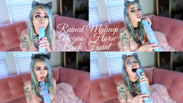 Ruined Makeup Ahegao Horse Cock Facial