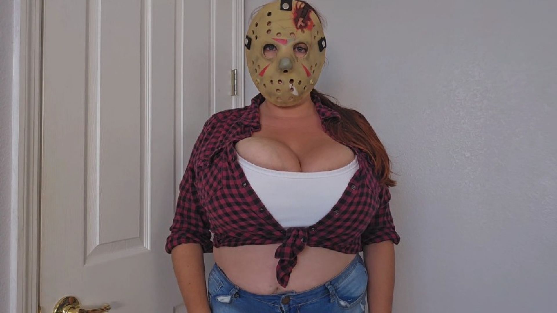 Naughty step-sister Scares Her step-Brother & Gives Him Boner