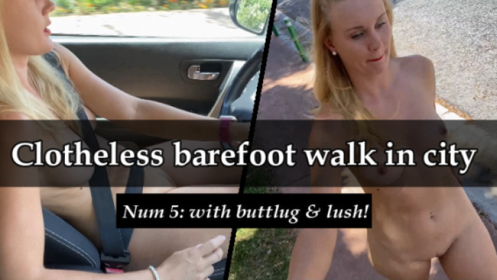 Clotheless barefoot walk in city 5