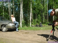 Sexy blonde screwing with a fellow on a hood