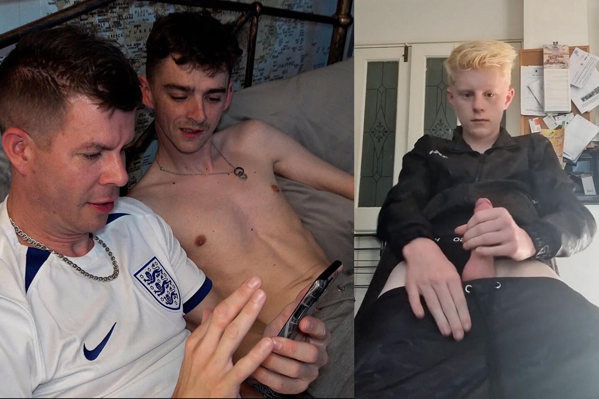 Tsunami Downpour of CUM Heaviest young lad Floods out his dick in 3sum 4me to fuck up scally lad