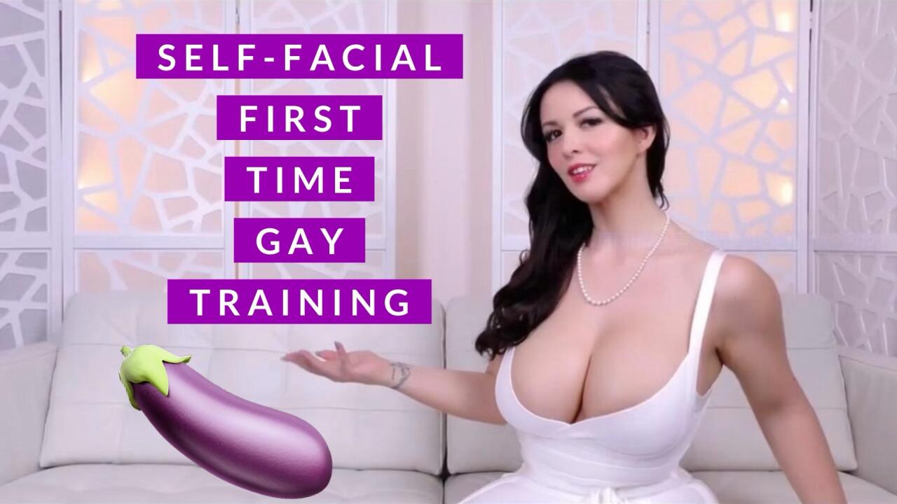 Self Facial Finish - First Time Gay Training with Larkin Love