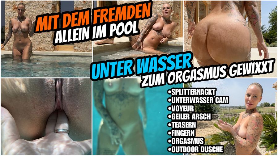 Alone in the pool with a STRANGER | Wanking underwater to orgasm