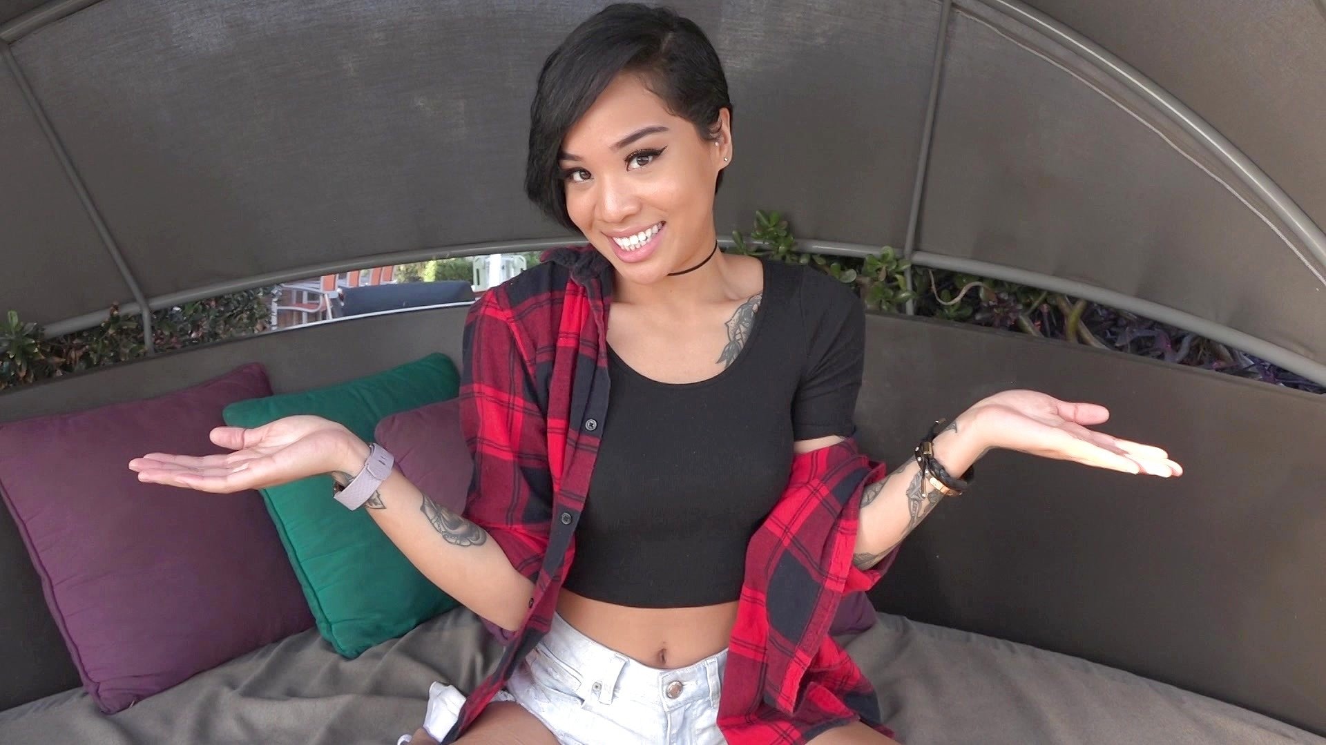 Horny ebony teen Honey Gold is the main attraction at the wax museum 