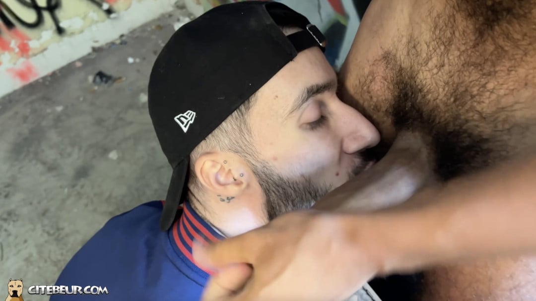 CockSucker Worships a Hooded Arab Guy in a Project Warehouse