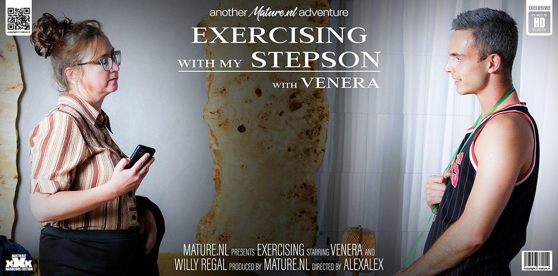 Mature nympho Venera has a very special workout for her exercising stepson