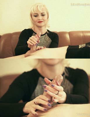 Sexy Long Violet Nails HandJob_ Nice Cum