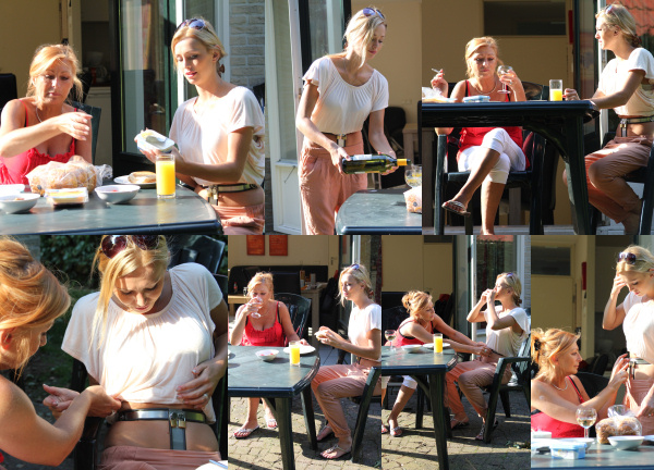 Breakfast – mom checks the belt