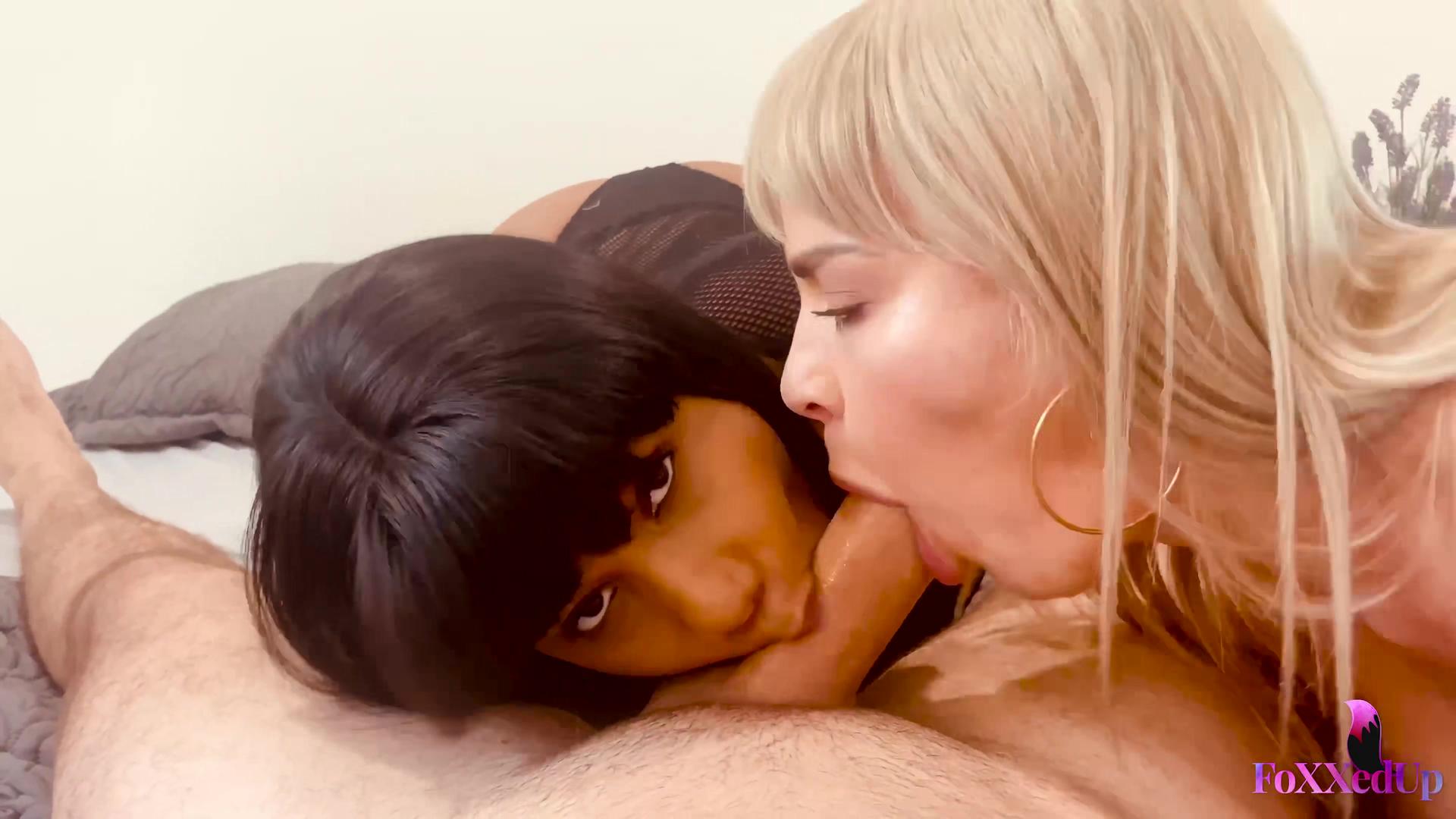 Double Foot Fuck & Cum Swap!