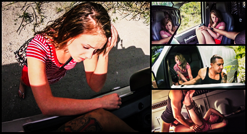 Lizzie Bell is Lost & Must Endure Outdoor Rough Sex, Rope Bondage & Deepthroat BJ for a Ride