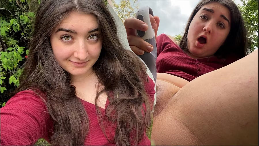 Neighbors disturbed during coffee klatch? I'm fucking my pussy in the garden & squirting!!