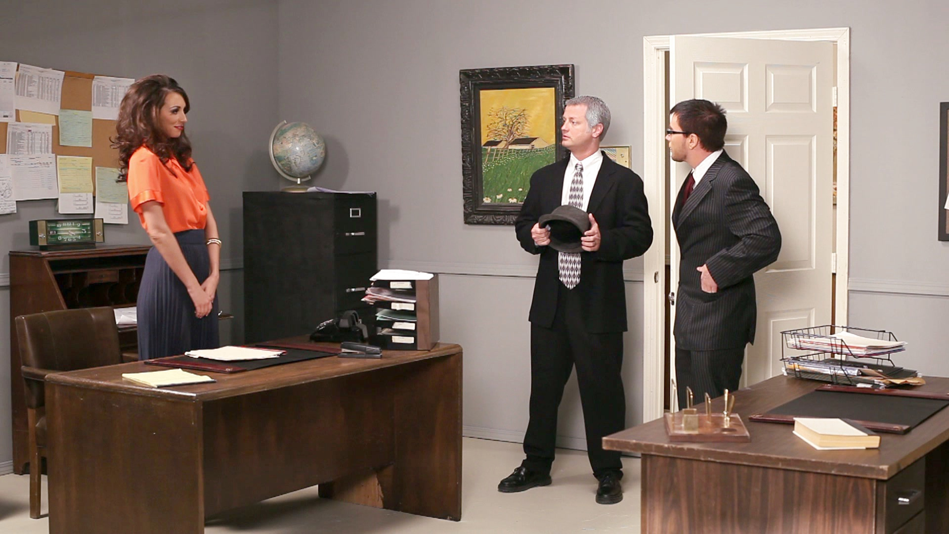 Katie Jordin Fucked By Two Men On A Desk